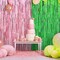 4 Pack 3.28 x 6.56 ft Streamers Backdrop Party Decoration Witch Party Decor Metal Tinsel Foil Fringe Curtains Backdrop Curtains Streamer for Witch Decor(Pink and Green,Tinsel Curtain)